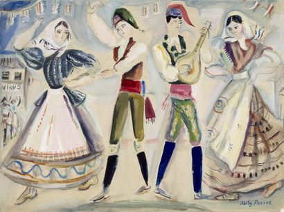 Emilia «Mily» Possoz (1888-1967) 
Street party for a wedding
Watercolour and gouache...