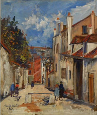 Maurice UTRILLO (1883-1955) «Montmartre» ; Vue de la rue du Mont-Cenis, circa 1940-1942.
Huile...