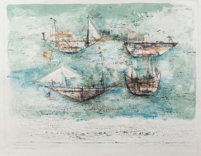 ZAO WOU-KI (1920-2013) 
Sails at sea 1953
Lithograph in 5 colours,
500 x 655 mm....