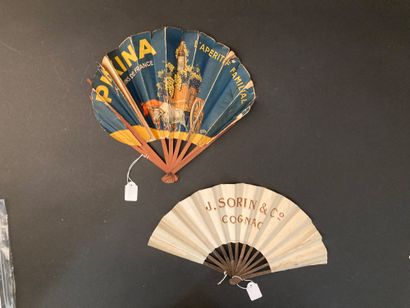 null ALCOHOLS - Two fans, paper leaf, one for the "Cognac Sorin" illustrated with...