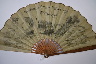 null SPORTS - Folded souvenir fan, the double sheet in printed paper decorated with...