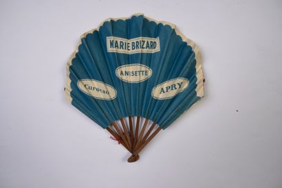null SPIRITS - "MARIE BRIZARD". Folded fan of balloon shape, the paper sheet printed...