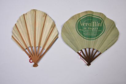 null ALCOHOLS - Two folded fans, one for Vera Mint de Ricqlès and the other for Fort...