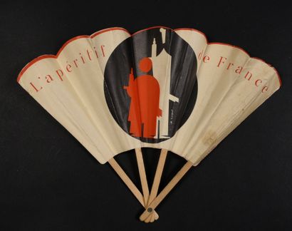 null ALCOHOLS - Fan for "Saint Raphael", the aperitif of France, illustrated after...