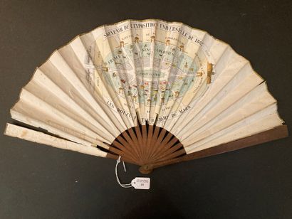 null World's Fair Paris 1867 - A folded fan, the chromolithographed sheet of a view...