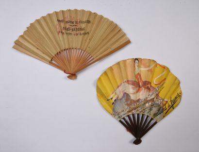null GRAND MAGASINS - Balloon-shaped folded fan, the double sheet of paper printed...