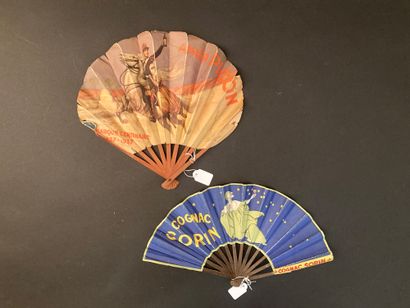 null ALCOHOLS - Two fans, paper leaf, one for the "Cognac Sorin" illustrated with...