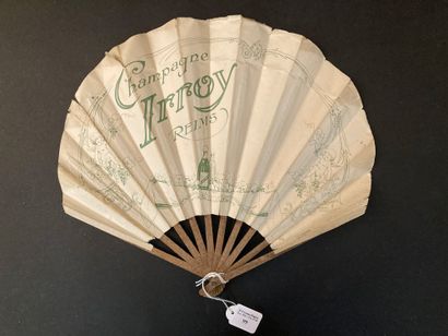 null CHAMPAGNE, early 20th century - A fan, the paper sheet, balloon shape, illustrated...