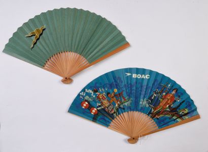 null 
AVIATION - Two folded fans for the British Overseas Airways Corporation, one...