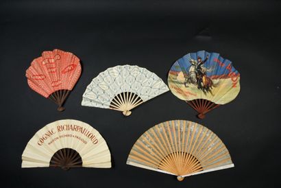 null ALCOOLS - Five fans, the leaves in paper, the frames in wood. One for "Amer...