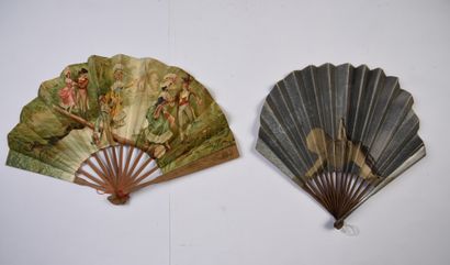 null GRANDS MAGASINS - Set of two folded fans of balloon shape edited for the Galeries...
