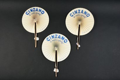 null 
ALCOHOLS - Six sunburst fans for "Cinzano, the best aperitif", each in a cameo...
