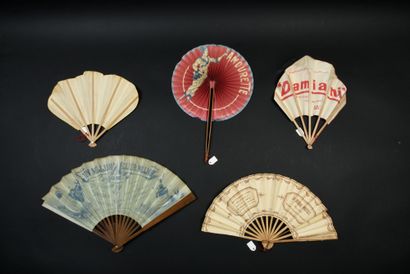 null ALCOHOLS - Five fans, paper leaves, wooden frames. The 1st for "Amourette" after...