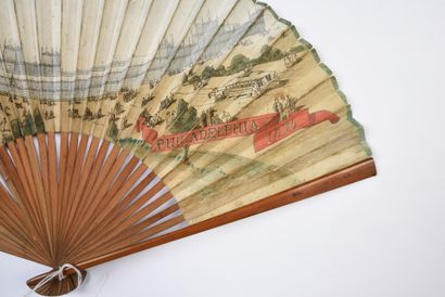 null World's Fair Philadelphia 1776-1876 - A folded fan, the double sheet decorated...