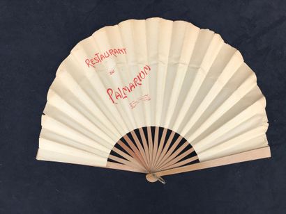 null RESTAURANT PALMARIUM - Two fans, the leaves in paper printed with a gallant...
