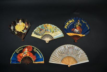 null ALCOOLS - Five fans, the leaves in paper, the frames in wood. One for "Amer...