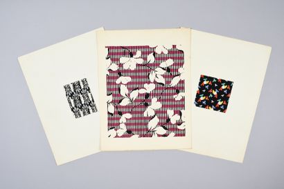 null Ensemble de maquettes d'étoffes pour la mode, 1950-1970 environ, gouache et...