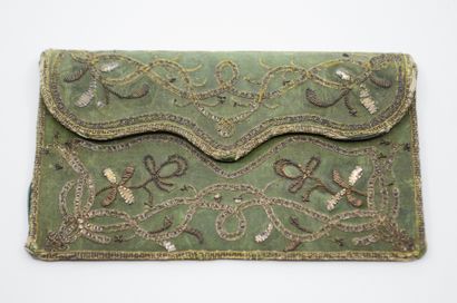 Flap clutch bag, Louis XV period, large green...