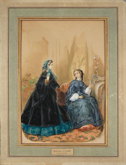 Héloïse LELOIR, (1820-1873) Two original illustrations from a fashion periodical,...