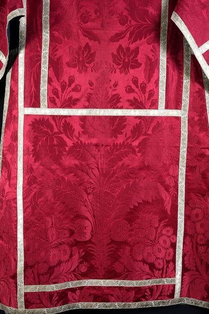 null Part of a pontifical damask, the chasuble with the arms of the Order of Calatrava,...