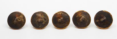 null Suite de cinq boutons d'habit, fin du XVIIIe siècle, boutons à verre bombé à...