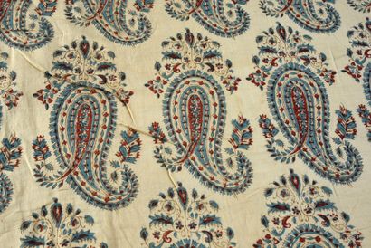 null Stole with cashmere decoration, woven silk weave available, circa 1830, plain...