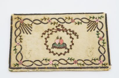 Embroidered flap pouch, dated 1783, wholesale...