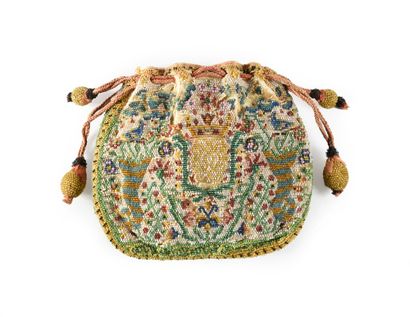 Beaded sandstone purse, 18th century, embroidery...