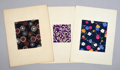 null Set of fabric models for fashion, approx. 1940-1970, gouache and ink on paper;...