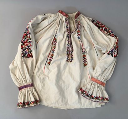 null Elements of embroidered costumes, Hungary and Bulgaria, 20th century, linen...
