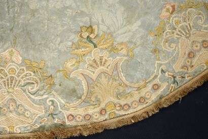 null Part of a Regency dress bottom mounted as a valance around 1900, light blue...