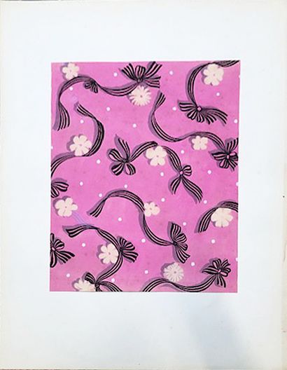 null Set of fabric models for fashion,1950-1970 approx., gouache and ink on paper;...