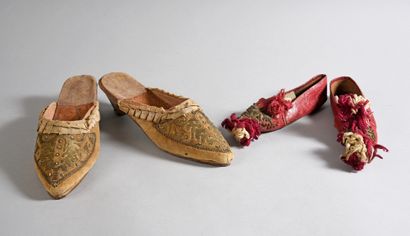 null Deux paires de souliers de dame, Turquie et Grèce, fin du XIXe et début du XXe...