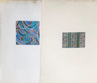 null Set of fabric models for fashion, 1970-1980 approximately, gouache and ink on...