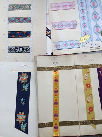 null A collection of samples of ribbons, mainly from Saint-Etienne, 1900 - 1960,...