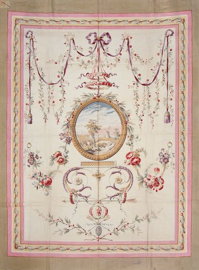 null Panneau de tenture en toile imprimée, style Louis XVI, vers 1930, impression...