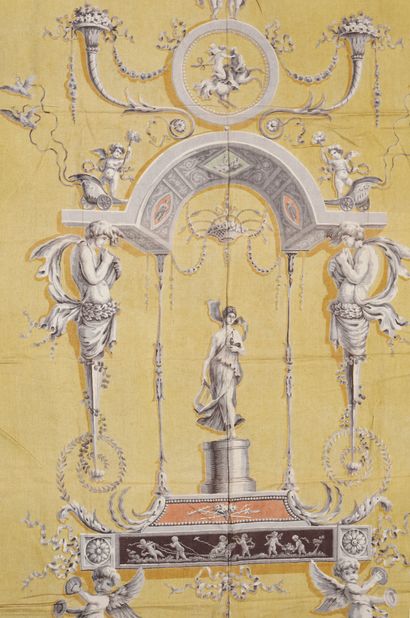 null Panneau de tenture en toile imprimée, style Louis XVI, vers 1930, impression...