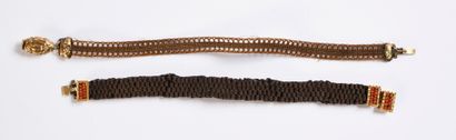 null Two bracelets made of braided hair, 19th century, brown and brown hair braided...