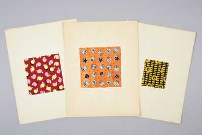  Ensemble de maquettes d'étoffes pour la mode, 1950-1970 environ, gouache sur papier ;...