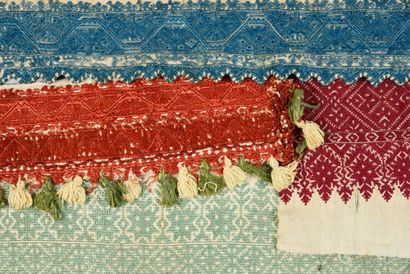 null Embroideries, Fez, Morocco, 19th and early 20th century, red, green and blue...
