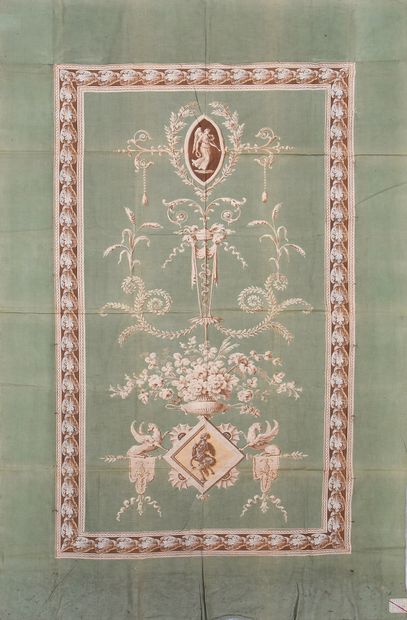  Panneau de tenture en toile imprimée, style Louis XVI, vers 1930, impression à la...