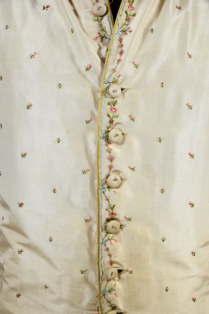 null Embroidered basque waistcoat, Louis XVI period, large de Tours cream embroidered...