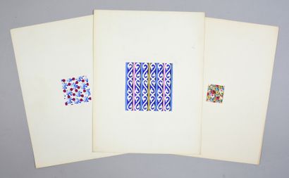 null Ensemble de maquettes d'étoffes pour la mode, 1940-1970 environ, gouache et...