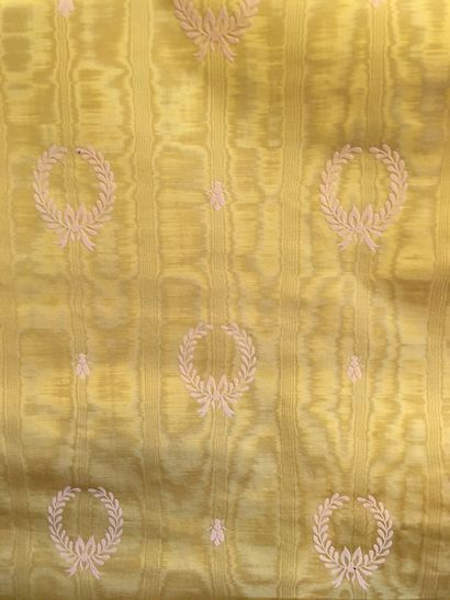 null Two rolls of moire printed in tones, Empire style, large of Tours moiré yellow...