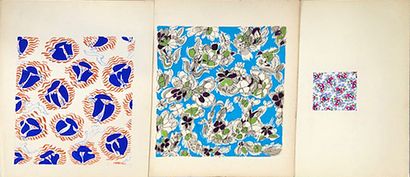 null Set of fabric models for fashion, 1950-1970 approx., gouache and ink on paper;...