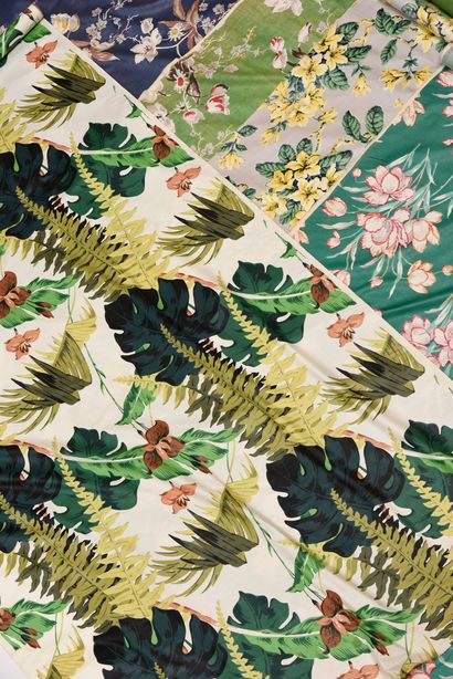 null Reunion of five chintz film endings, circa 1950-1960, printed on percale, set...