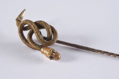 null Tie pin with braided hair, second half of the 19th century, tie pin in gold...