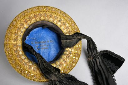 null Traditional lady's hat with the label of a milliner from Nuremberg, early 20th...