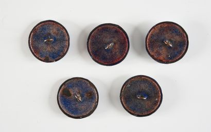François HUGO Two sets of buttons, circa 1950, four large and two small curved buttons...