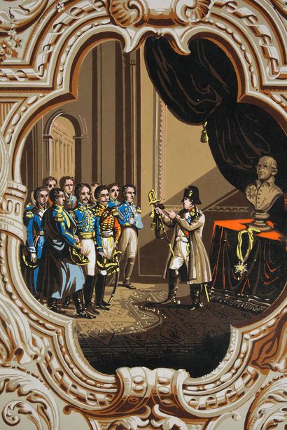  Napoléon à Berlin remettant aux députés l'épée de Frédéric II le 19 novembre 1806,...